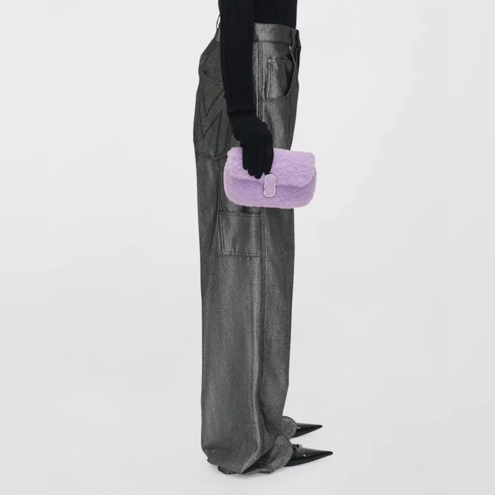 Marc Jacobs Teddy Fur The Snapshot Mini Shoulder Bag Crossbody ~NWT~ Lilac​ - Picture 3 of 7